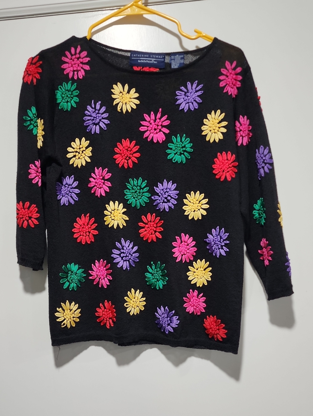 Black Floral Embroidered Sweater
